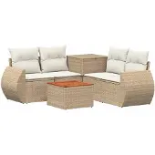 vidaXL Bankstel 6 st Beige en Crème Wit 55 x 55 x 37 cm