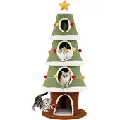 Northix Kerstmis-krabpaal met 4 knusse grotten en sisaltapijt
