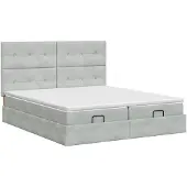vidaXL Ottoman bed met matras en hoofdeinde, 2 stuks, lichtgrijs, fluweel