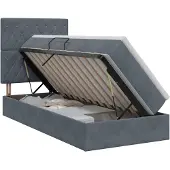vidaXL Opslag bed met matras Donkergrijs 90 x 200 cm Fluweel