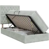 vidaXL Opslag bed met matras Lichtgrijs 100 x 200 cm Fluweel