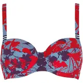 Sunflair Bikinitop 'Floral' nachtblauw / knalrood / wit