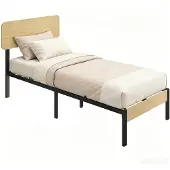 HOMCOM bed, 90x200 cm, met hoofdeinde, gastenbed met opbergruimte onder het bed, naturel