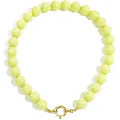 Yehwang Kralenketting Dames – Limegroene Kralen – Goudkleurige Sluiting – Trendy Statement Ketting