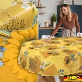 ANRO Tafelkleed Zonnebloemen Meerkleurig Ovaal 280x140cm Met sierband Afwasbaar Waterafstotend