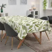 ANRO Tafelkleed Beige damast Groen 180x140cm Met sierband Afwasbaar Waterafstotend Binnen & Buiten