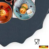 ANRO Tafelkleed Donkerblauwe linnenlook Rond Ø140cm Rechte rand Afwasbaar Waterafstotend