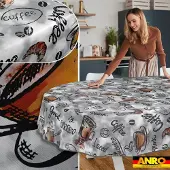 ANRO Tafelkleed Koffie Grijs Ovaal 280x140cm Met sierband Afwasbaar Waterafstotend Binnen & Buiten