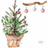Duni Servetten Tree and Baubles 24x24cm.