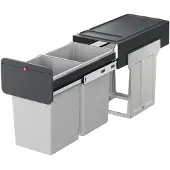 Hailo Inbouwprullenbak Eco-line Duo L, 2x 4 liter, staal/zwart