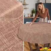 ANRO Tafelkleed Effen linnenlook Rood Rond Ø140cm Rechte rand Afwasbaar Waterafstotend
