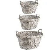 Idimex Rieten manden JUNAN, set van 3 - grijs