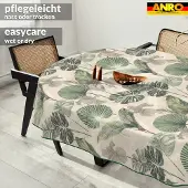 ANRO Tafelkleed Bloemenornamenten Beige Ovaal 180x140cm Met sierband Afwasbaar Waterafstotend
