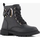 Stap leren meisjes veterboots met strik zwart maat 32