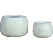 Ptmd Amilee Beige GRC Marble Look Pot Round Set Of 2
