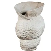 Ptmd Kery Cream Ceramic Vase With Open Swirl Border S