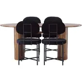 Ebuy24 Isolde eethoek eettafel naturel 4 stoelen velours zwart.