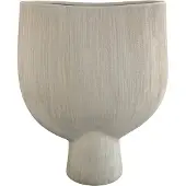 Ptmd Tywin Khaki Ceramic Oval Pot On Foot Fine Lines L