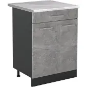 Vicco Keukenonderkast R-Line, Beton/Antraciet, 60 cm met lade marmer werkblad