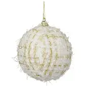 Décoris Kerstbal | | 8 cm (Wit, Geruit, Foam)
