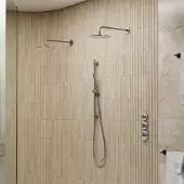 Saniclear Uni dubbele douche RVS look PVD met wandarm, glijstang en staafhanddouche