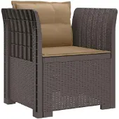 vidaXL Eén-zits Fauteuil met Kussens Rieten Look PP Lichtgrijs