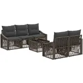 vidaXL Tuinbank Set 6 st Grijs poly rattan