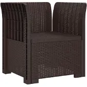 vidaXL Eén-zits Fauteuil met Kussen Rieten Look PP Bruin