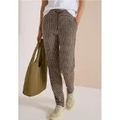 Cecil Dames Slim Leg-broek met houndstooth-patroon - Bruin - M