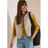 Cecil Dames Teddy bodywarmer met softshelldetails - Wit - L