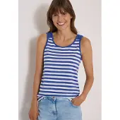 Cecil Dames Top met afgeronde V-hals en strepen - Blauw - L