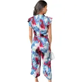 Ax Paris Dames Abstracte Polyester Wrap Jumpsuit (Multikleur Print)