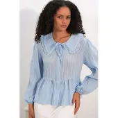 Big Dart Dames Viscose-mix Blouse Met Baby Kraag