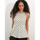 Bigdart Gestippelde Mouwloze Crêpe Blouse