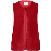 Yumi Mouwloos vest zonder kraag van imitatiebont voor dames (Rood)