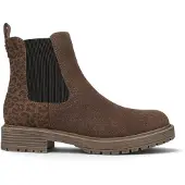 Blowfish dames chelsea boots van kunstsuède met bruine luipaardprint - Alfie