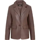 Infinity Leather Dames Conker Brown Italiaanse leren blazerjasje-Eclipse
