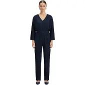 BOSS Dames Geplooide Regular Blouson Mouw Jumpsuit (Blauw)