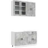 vidaXL Keukenelement PORTO, 4 stuks, betonkleur, houtvezel