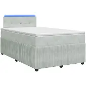 vidaXL Boxspringbed met matras, lichtgrijs, 120 x 190 cm, fluweel
