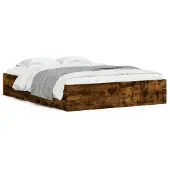 vidaXL Bedframe met lades bewerkt hout gerookt eikenkleurig 140x190 cm