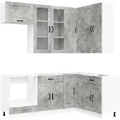 vidaXL Keukenelement KALMAR, 8 stuks, betonkleur, houtvezel