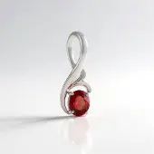 Cavill - 925 Sterling Zilver Hanger - Geplatineerd - 0,239 ct Tanzania Ovale Robijn - Elegant Briljant Sieraad Dames - 14x5 mm