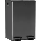 HOMCOM Trash Can-Edelstahl, Kunststoff-45,8L x 36B x 67,6H cm-Schwarz