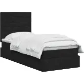 vidaXL LED-bed met matras, zwart, 90 x 190 cm, met stoffen bekleding