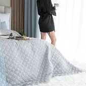 Markizeta Lichtgrijze Gewatteerde Plaid voor Bed/Bank 220x240 cm