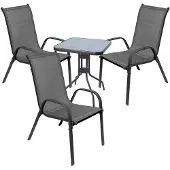 Mojawo 4-delige bistroset voor balkon: tafel + 3 stapelbare stoelen
