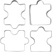 Semoic Fondantkoekjesvorm van roestvrij staal, taartdeegpuzzelvorm, 4 stuks