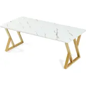 En.casa Salontafel Nolu marmerlook met gouden stalen frame 120x60x46 cm []