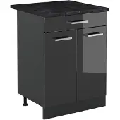 Vicco Keukenonderkast R-Line Antraciet Hoogglans/Antraciet 60 cm met lade antraciet werkblad, Model 61074